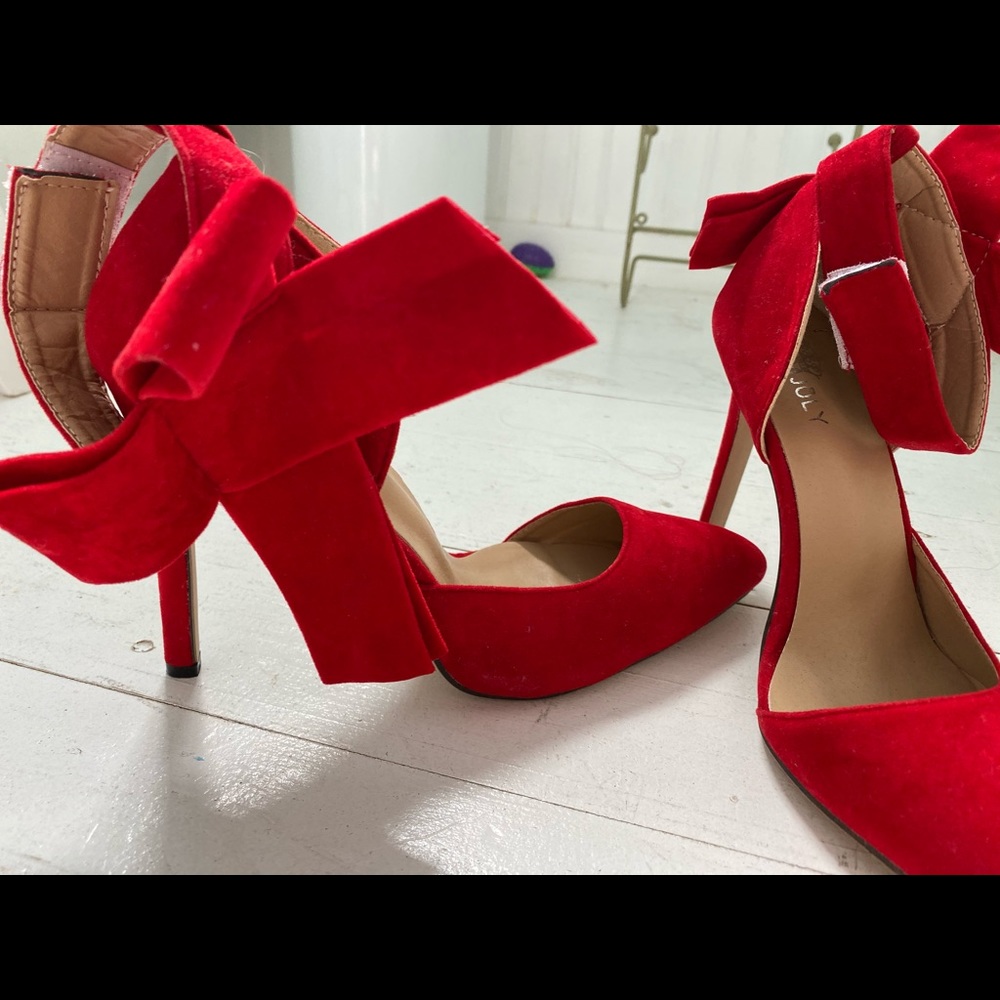 Red velvet heels